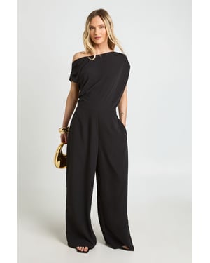 Petite Asymmetric Wide Leg Jumpsuit