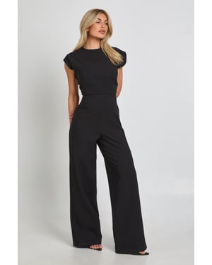 Ruched Waist Wide Leg Jumpsuit