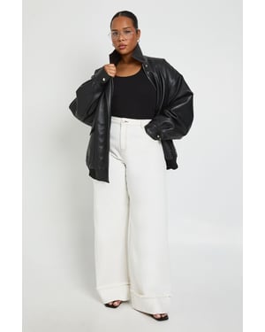 Plus Turn Up High Waist Wide Leg Jean