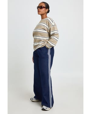 Stripe Detail Elasticated Wide Leg Jean