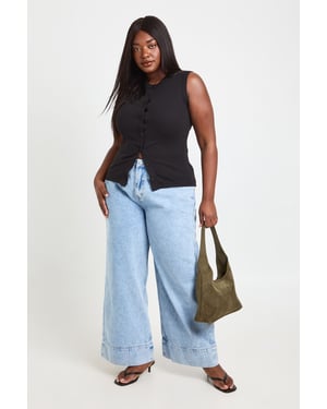 Plus Deep Hem Cuff Wide Leg Jean