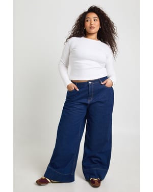 Plus Deep Hem Cuff Wide Leg Jean