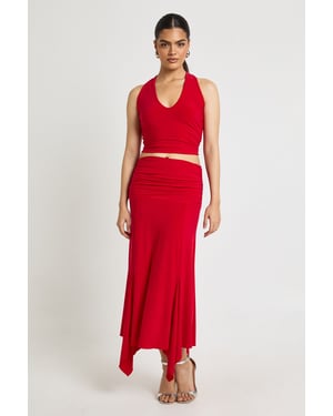 Slinky Hanky Hem Midi Skirt