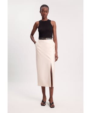 Tailored Satin Pencil Midi Skirt