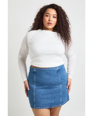 Plus Seam Detail Denim Skirt