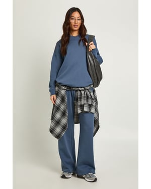 Tall Neck Detail Sweatshirt Wide Leg Tracksuit Tracksuit