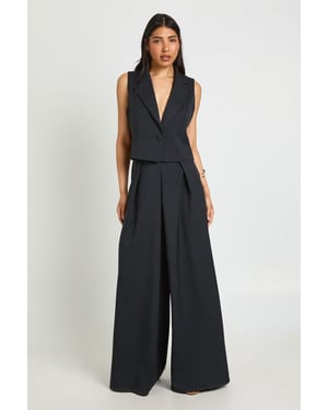Tall Linen Look Pleat Front Wide Leg Tailored Trousers
