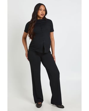 Maternity Soft Knit Button Cardigan & Wide Leg Trouser