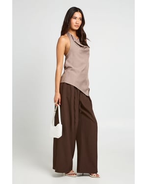 Tie Panel Detail Wide Leg Tailored Trousers