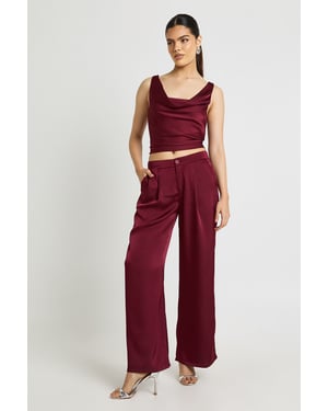 Satin Cowl Neck Cami And Wide Leg Trouser Co-ord