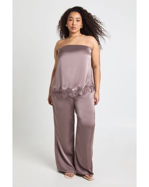 Plus Satin Wide Leg Trousers