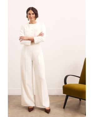 Satin Back Crepe Tailored Wide Leg Trouser