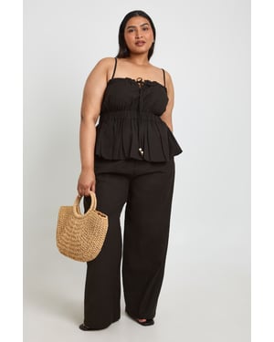 Plus Beaded Detail Tie Wide Leg Trouser