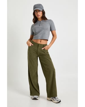 Petite Cord Cinch Waist Wide Leg Trouser