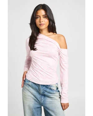 Polka Dot One Shoulder Sleeveless Top