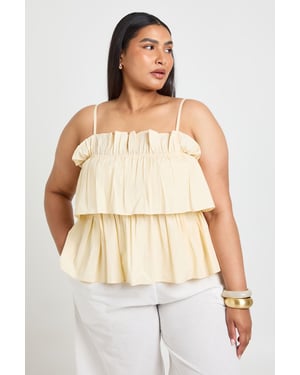 Plus Layered Ruched Poplin Top