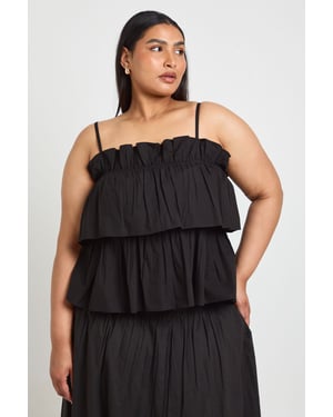 Plus Layered Ruched Poplin Top