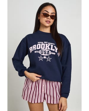 Washed Brooklyn Printed Sweatshirt