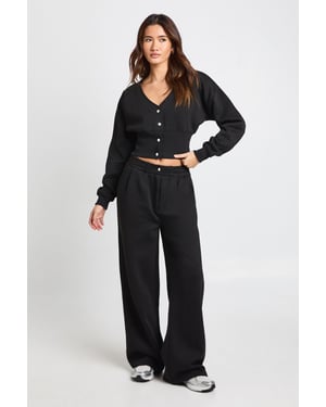 V Neck Deep Hem Sweatshirt And Tailored Jogger Tracksuit