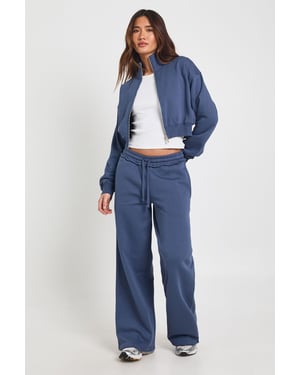 Fitted Funnel Neck Sweatshirt And Straight Leg Jogger Tracksuit