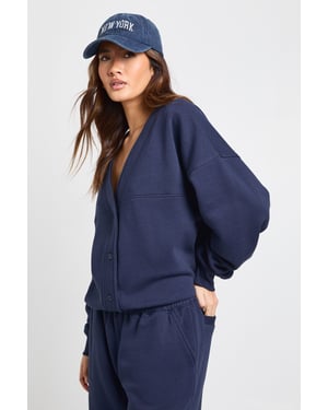 Button Through Cardigan Sweatshirt And Straight Leg Jogger Tracksuit