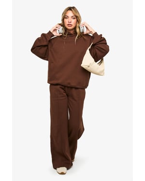 Petite Pintuck Detail Deep Waistband Wide Leg Jogger