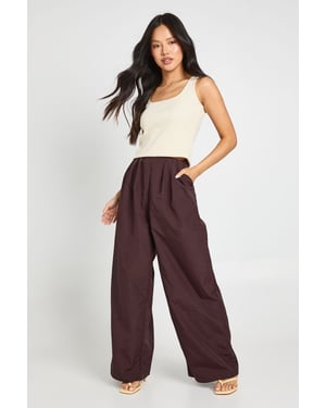 Petite Nylon Pleat Detail Cargo Trousers