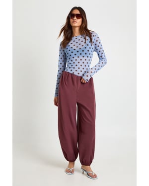 Poplin Low Rise Concealed Waistband Balloon Trousers