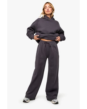 Petite Pintuck Detail Deep Waistband Wide Leg Jogger