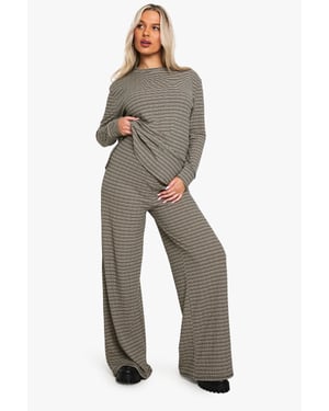 Maternity Rib Tie Waist Stripe Trousers