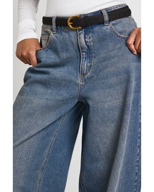 Faux Suede Gold D Buckle Belt