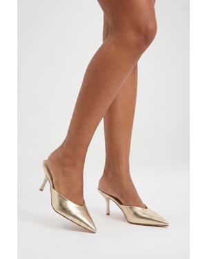 Metallic Court Heeled Mules