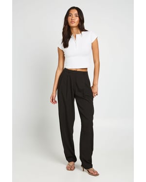 Pleated Barrel Leg Tailored Trousers
