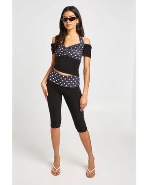 Polka Dot Waistband Slinky Capri