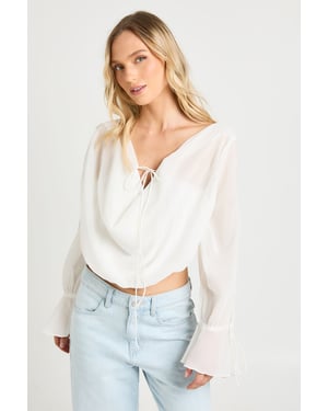 Petite Chiffon Tie Detail Draped Top