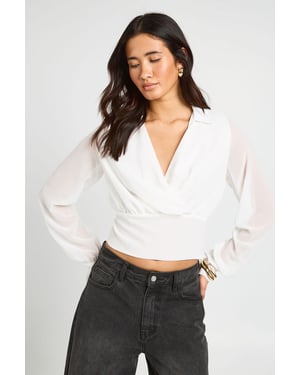 Loose Fit Chiffon Wrap Blouse