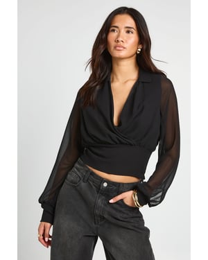 Loose Fit Chiffon Wrap Blouse