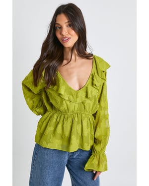 Burnout Floral Angel Sleeve Blouse