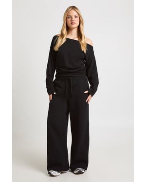 Petite Cinched Waist Off Shoulder Straight Leg Tracksuit