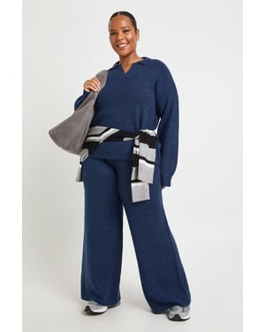 Plus Collar Knitted Lounge Set