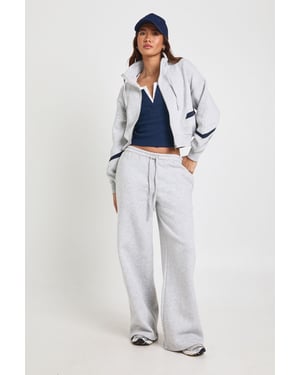 Funnel Neck Contrast Panel Sweatshirt Tracksuit
