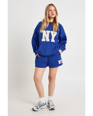 Petite NY Applique Hooded Short Tracksuit