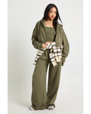 Deep Hem Crop Top 3 Piece Hooded Tracksuit