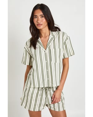 Premium Linen Stripe Short Sleeve Shirt