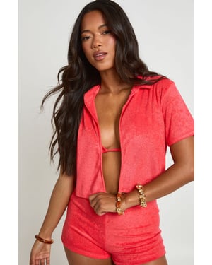 Towelling Crop Beach Shirt