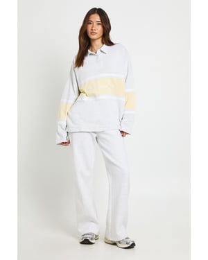 Embroidered Contrast Panel Rugby Top