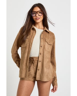 Faux Suede Oversized Shirt