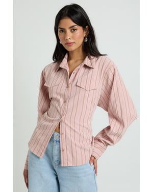 Cinched Stripe Fitted Shirt