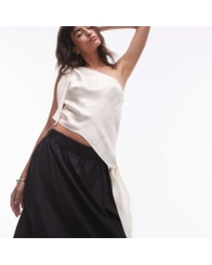 Topshop knot one shoulder top in ivory