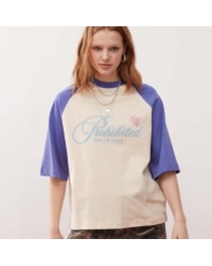 Prohibited rosi raglan vintage t-shirt in blue